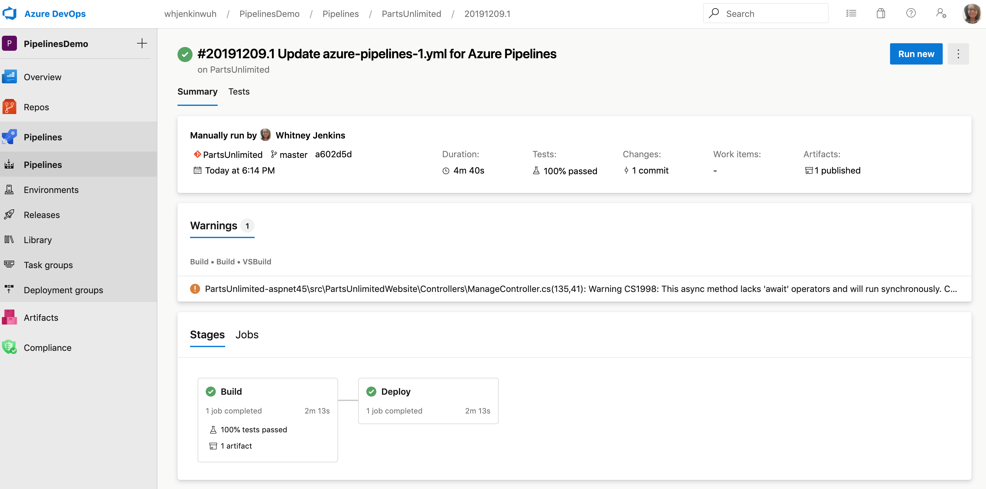 Azure Pipelines UI